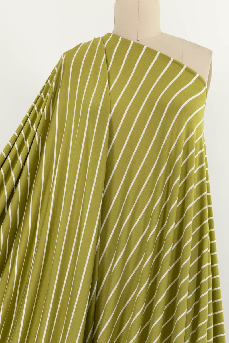 Key Lime Stripe Bamboo Rayon/Spandex Knit - Marcy Tilton Fabrics