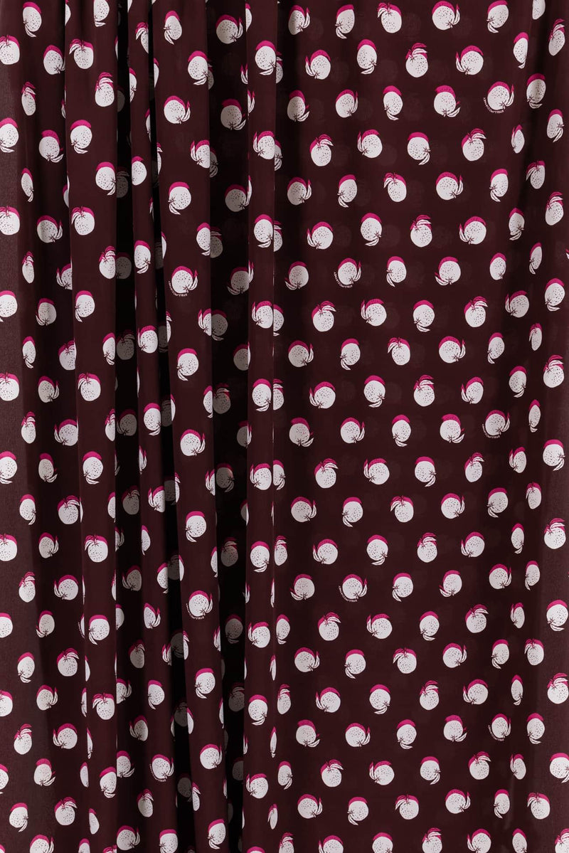 Maroon Oranges Italian Silk Woven - Marcy Tilton Fabrics