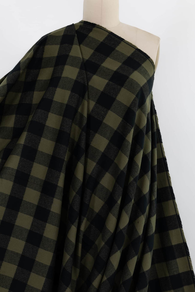 Olive Buffalo Checks Cotton Flannel Woven - Marcy Tilton Fabrics