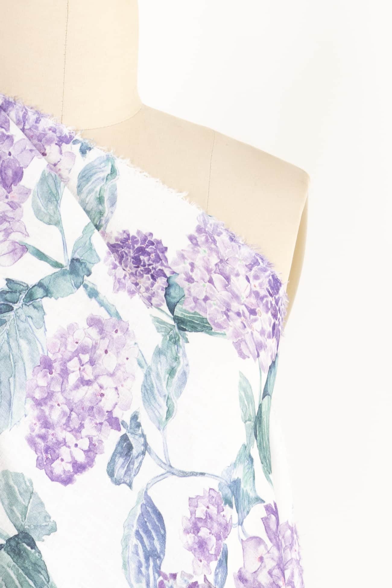 Purple Hydrangeas Linen Woven - Marcy Tilton Fabrics