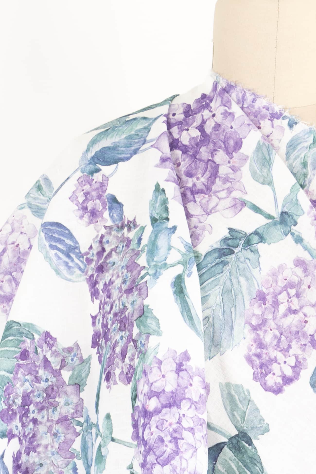 Purple Hydrangeas Linen Woven - Marcy Tilton Fabrics