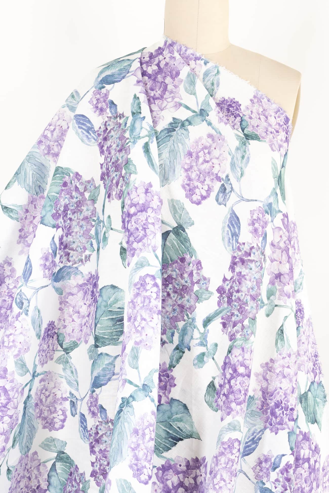 Purple Hydrangeas Linen Woven - Marcy Tilton Fabrics