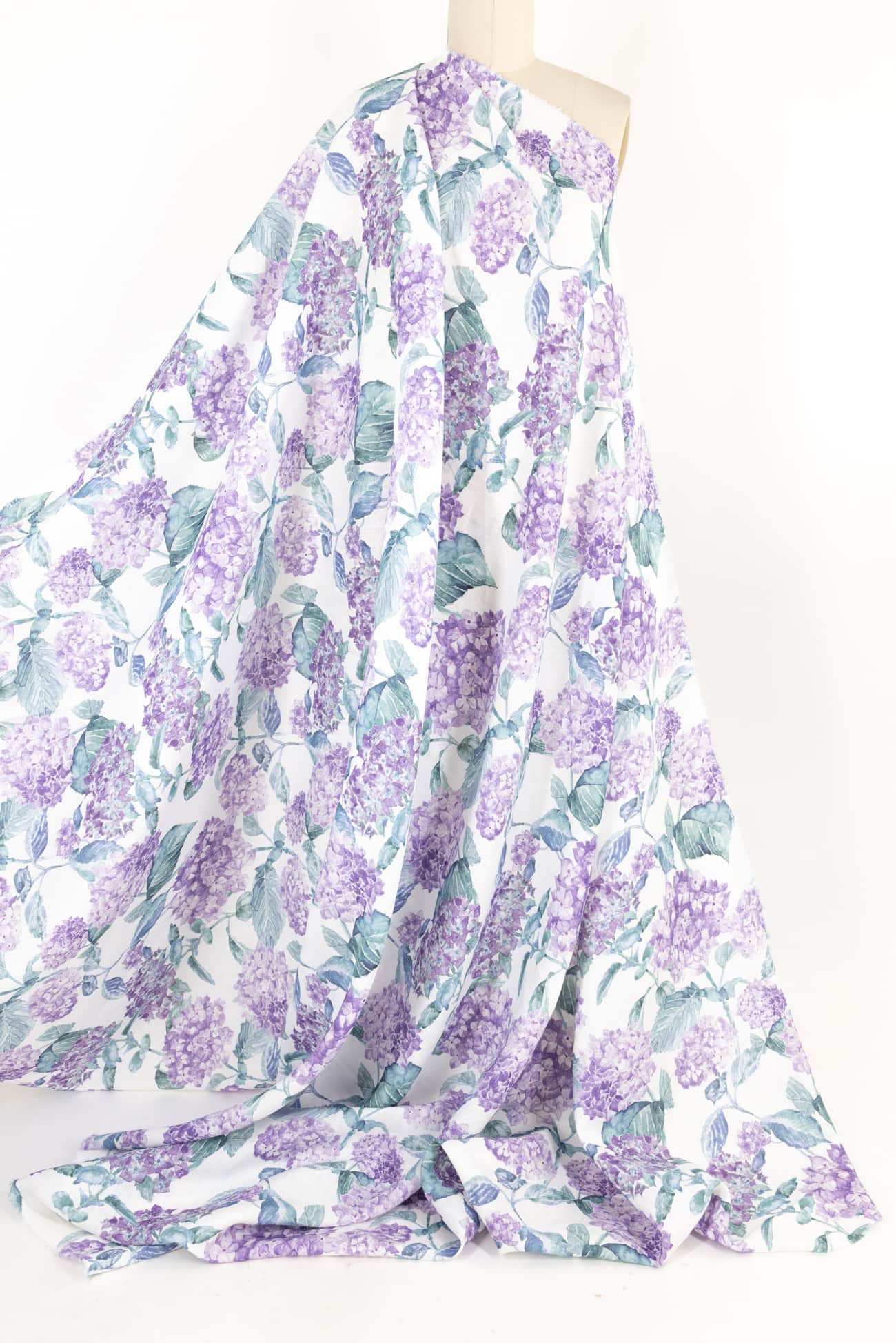 Purple Hydrangeas Linen Woven - Marcy Tilton Fabrics