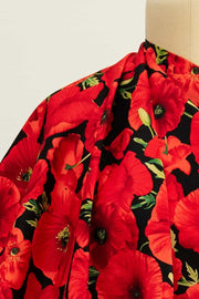 Red Poppies Stretch Cotton Woven - Marcy Tilton Fabrics
