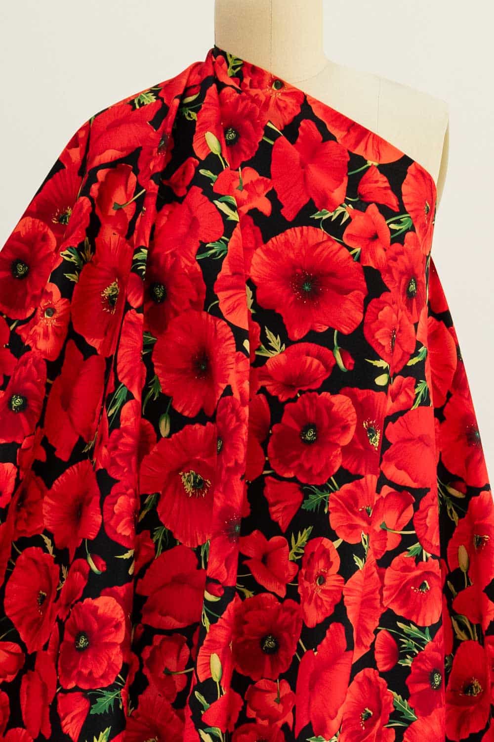 Red Poppies Stretch Cotton Woven - Marcy Tilton Fabrics