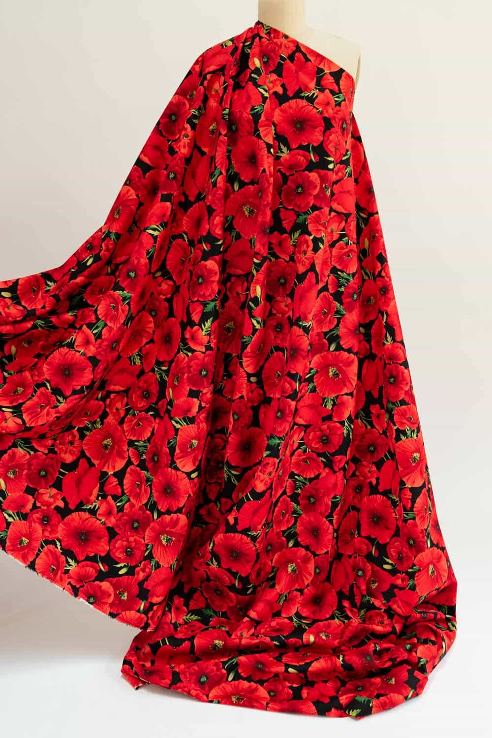 Red Poppies Stretch Cotton Woven - Marcy Tilton Fabrics