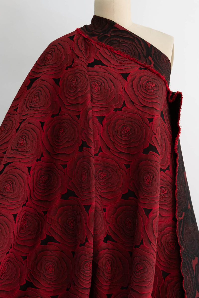 Rose Red Brocade Woven - Marcy Tilton Fabrics