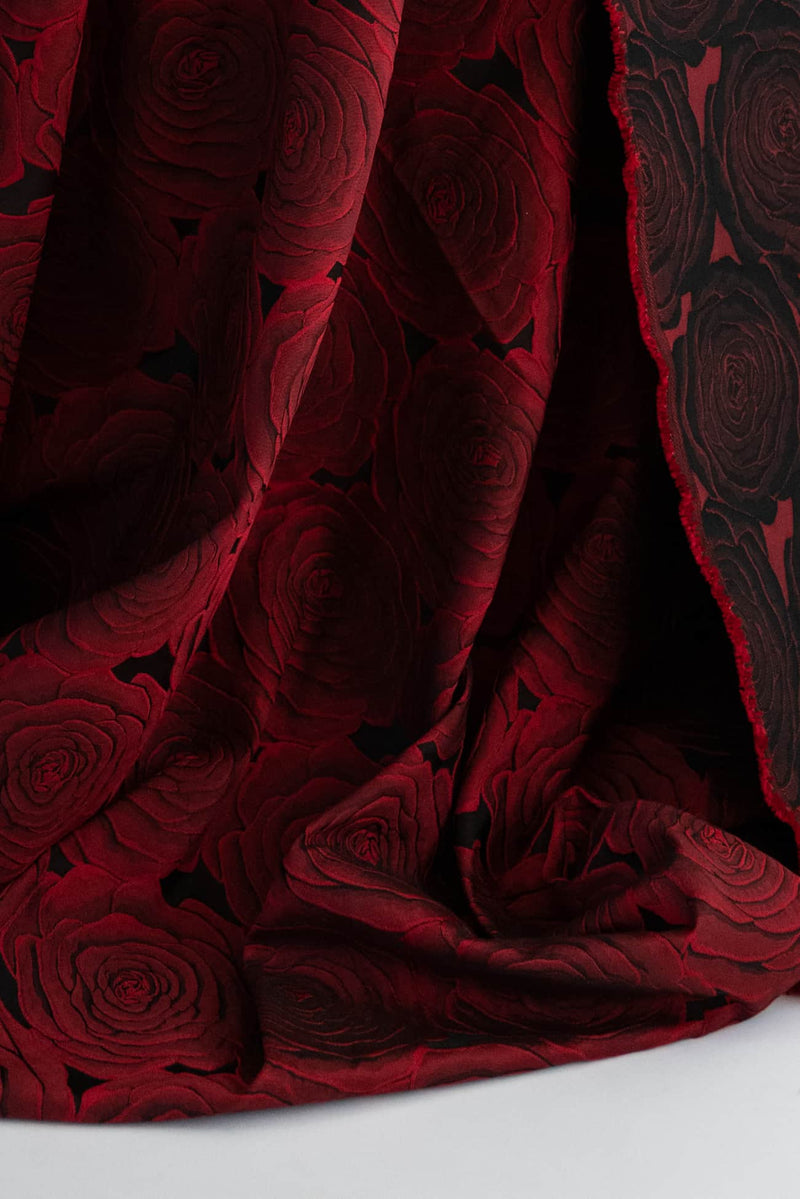 Rose Red Brocade Woven - Marcy Tilton Fabrics