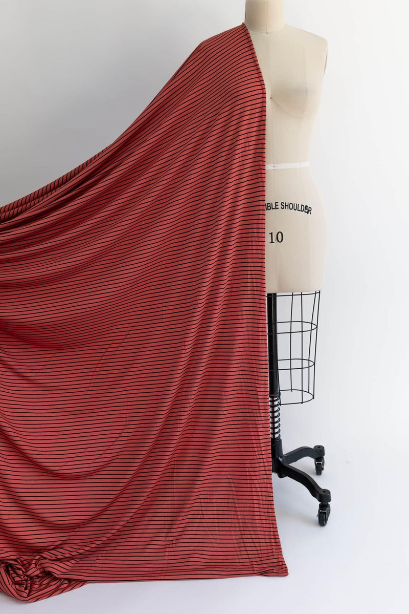 Salmon Stripe Bamboo Rayon/Spandex Knit - Marcy Tilton Fabrics