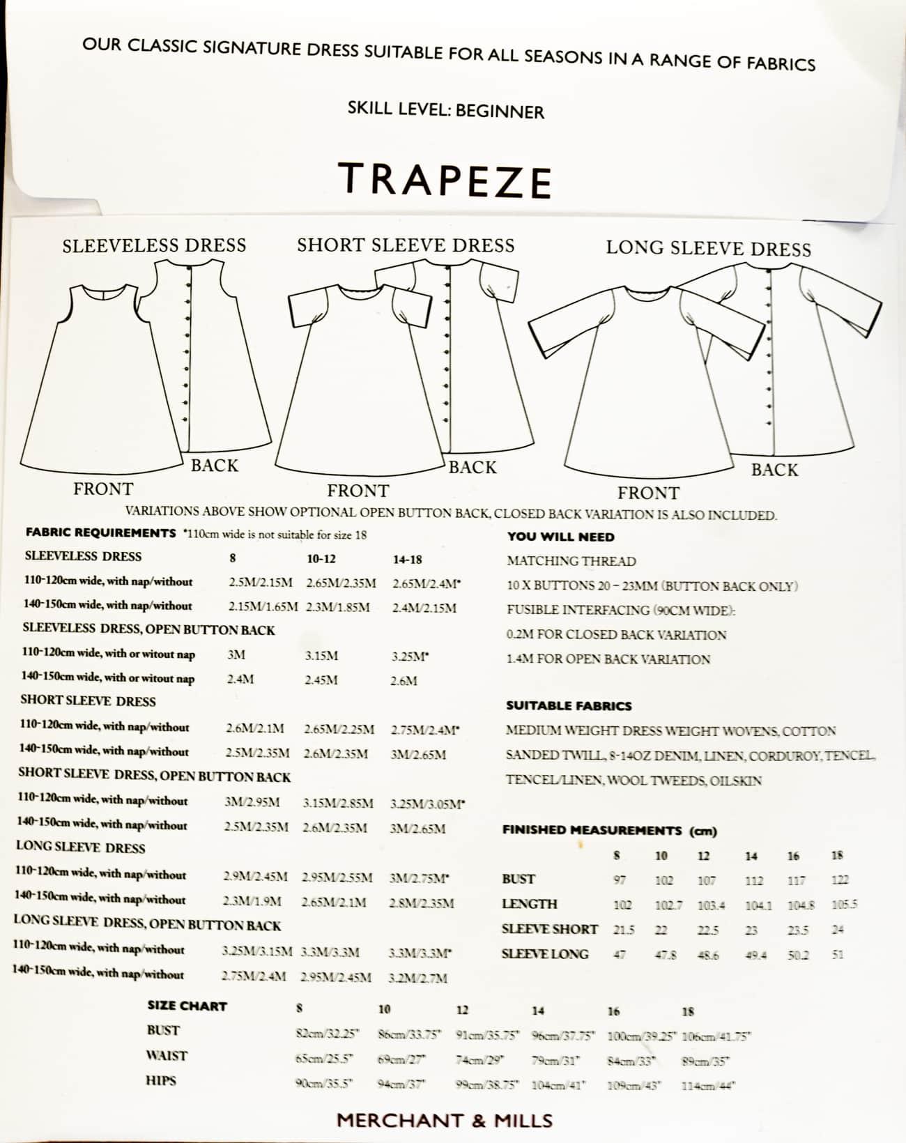 The Trapeze Dress Pattern - Marcy Tilton Fabrics