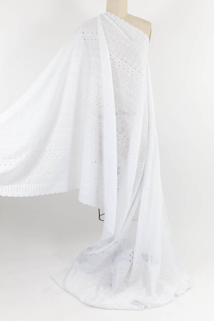 White Geometric Cotton Eyelet Woven - Marcy Tilton Fabrics