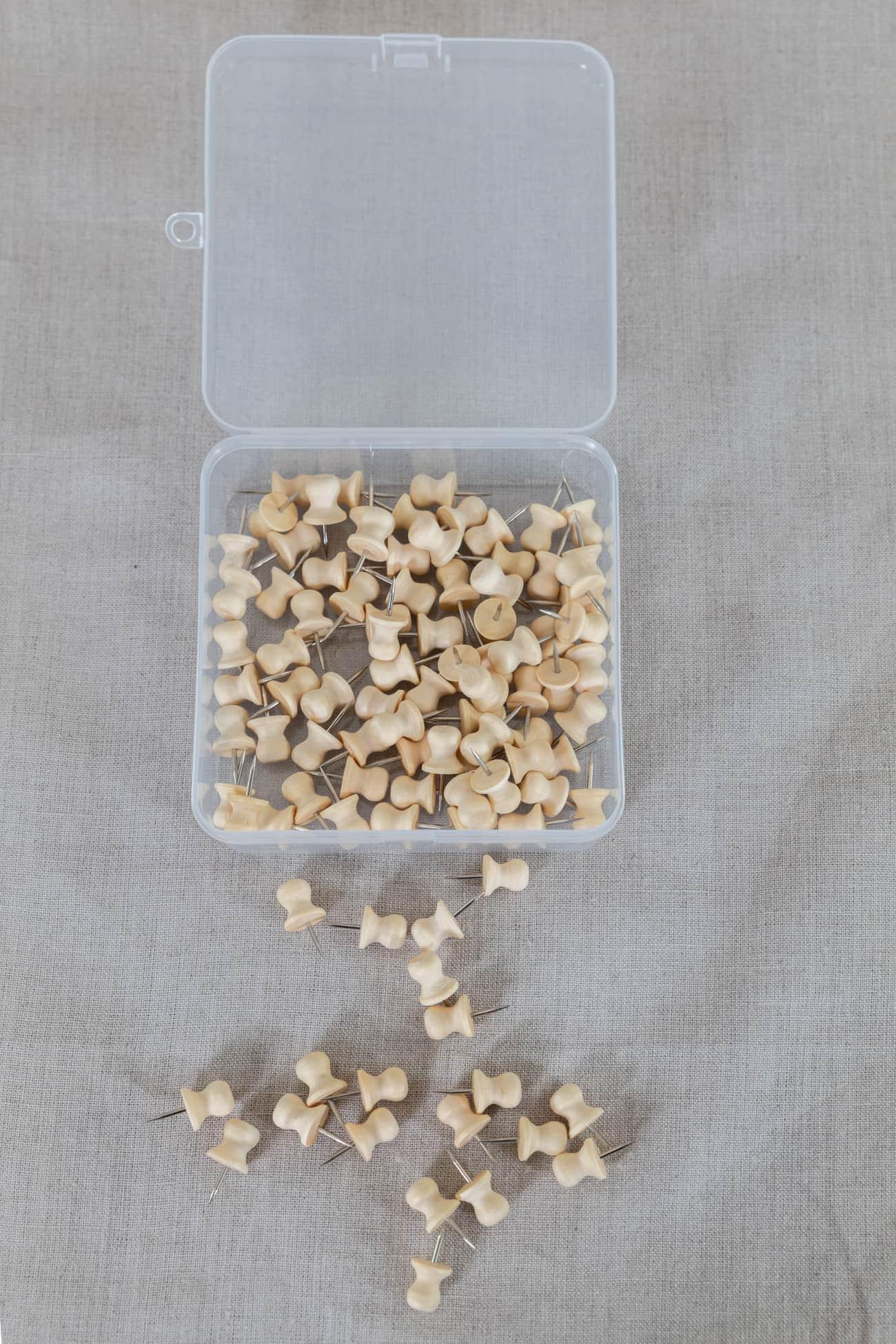 Natural Wooden Map Pins Bulk Box - Marcy Tilton Fabrics