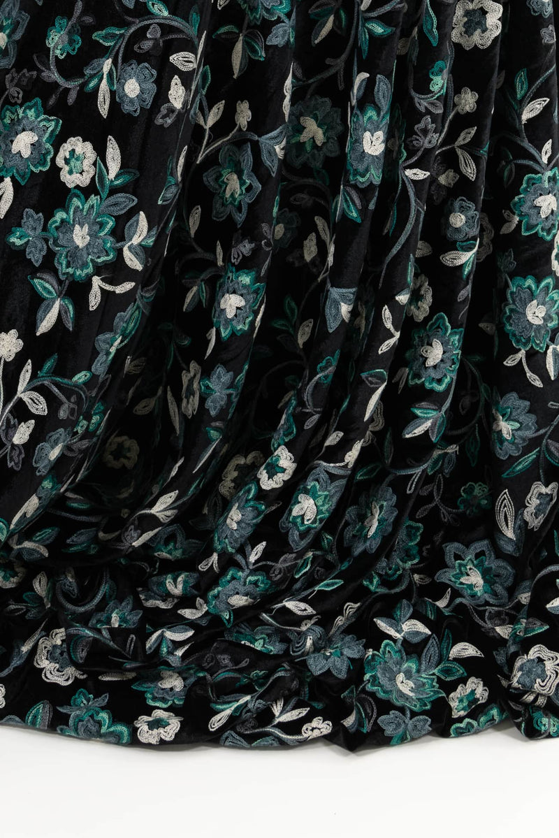 Elena Embroidered Velvet Knit - Marcy Tilton Fabrics